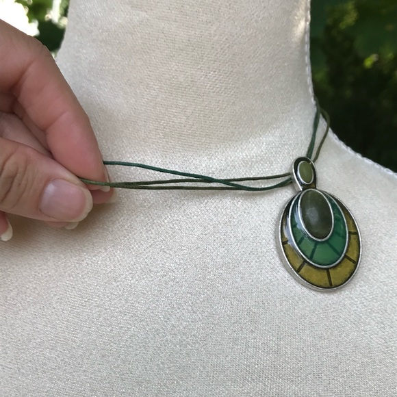 ☀️WEEKEND SALE☀️ Lia Sophia green and yellow pendant necklace - Picture 4 of 7